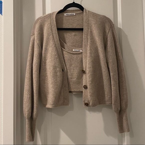 Reformation Tops - Reformation Varenne Cashmere Tank and Cardi Set